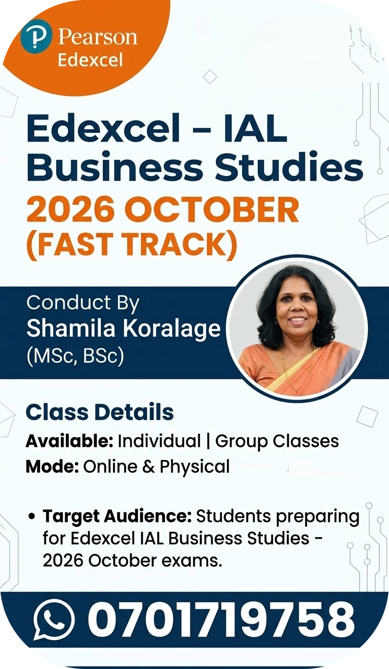 Edexcel - IAL - Business Studies (FAST TRACK) - 2026 OCTOBER